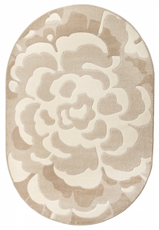 Floral Design Oval Beige Rug For Livingroom, Bedroom, Dining Room