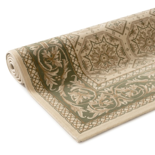 Stunning Green Oriental Area Rug with Exquisite Border Design