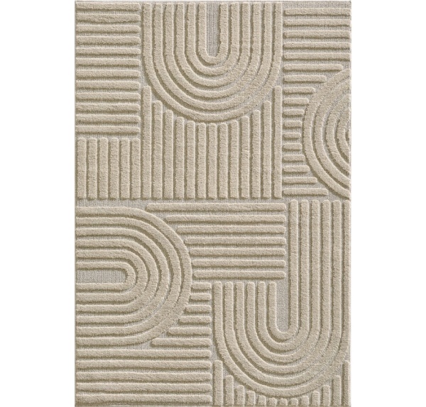 Large Beige Area Rug | Soft 8mm Pile | 3D Scandinavian Boho Design