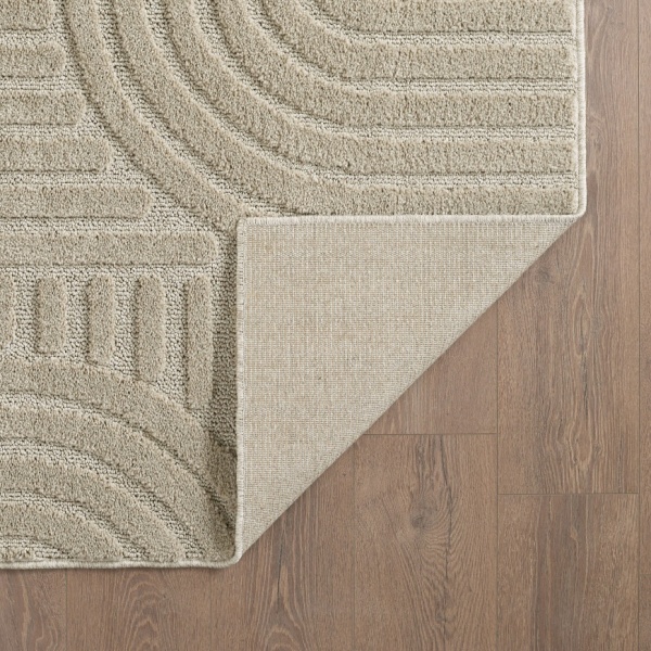 Large Beige Area Rug | Soft 8mm Pile | 3D Scandinavian Boho Design