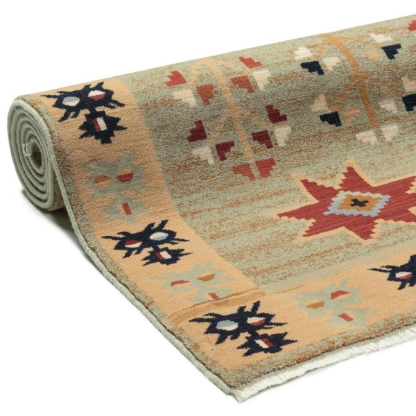 Elegant Green Wool Rug in Antique Design | 100% Pure Wool Premium Quality Floor Carpet