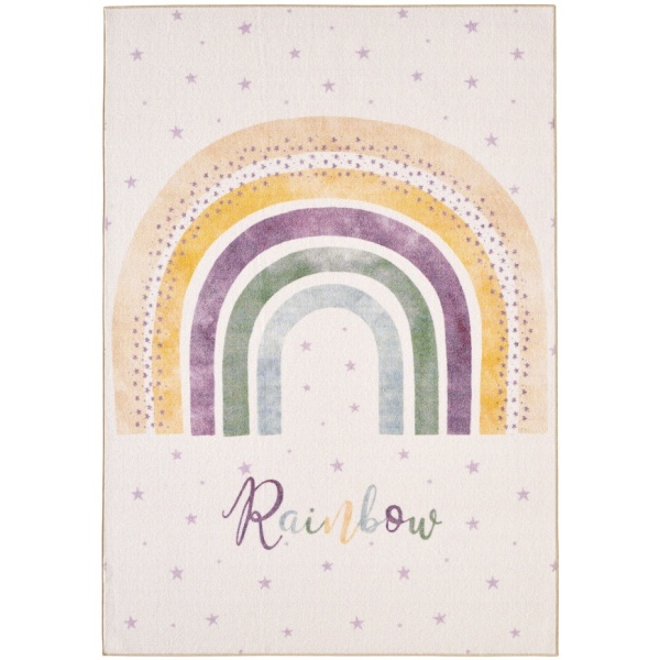 Charming Cream Rainbow Kids Rug - Perfect for Playrooms