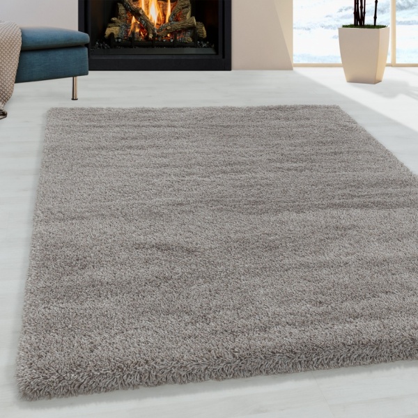 Fluffy Shaggy Plain Beige Rug - carpetsrugs.ie