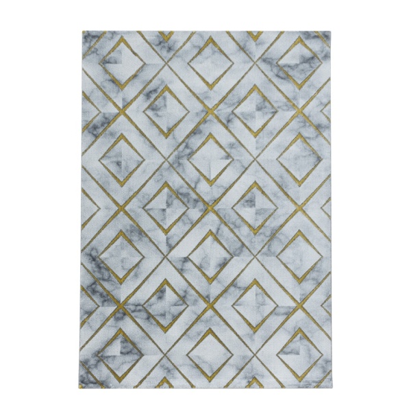 Modern White and Gold Area Rug | Gold Carpets For Living Room