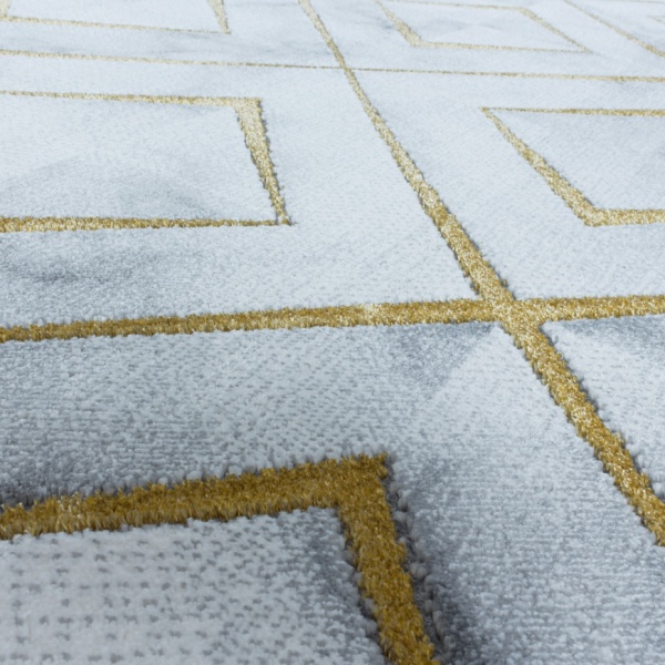 Modern White and Gold Area Rug | Gold Carpets For Living Room