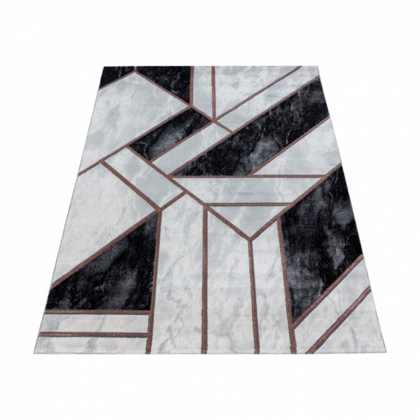 Naxos Geometric Black & White Bronze Rug