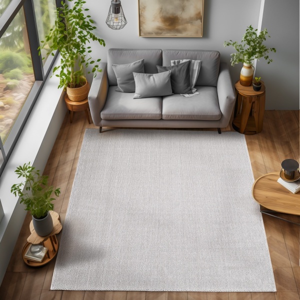 Flatwoven Modern Silver Rug | Elegant & Durable Home Decor