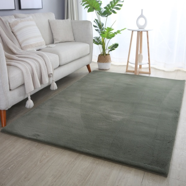 Dark Green Living Room Rug I Soft & Cosy Floor Covering