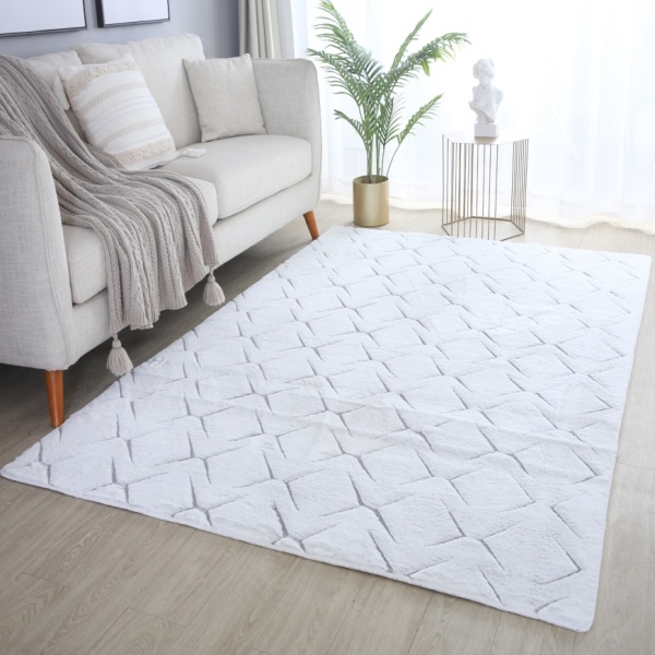 Premium Designer Silver Rug for Bedroom in 3D Design