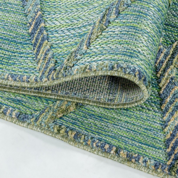 Stylish Waterproof Green Rugs for Indoor & Outdoor Spaces in Geometric Design