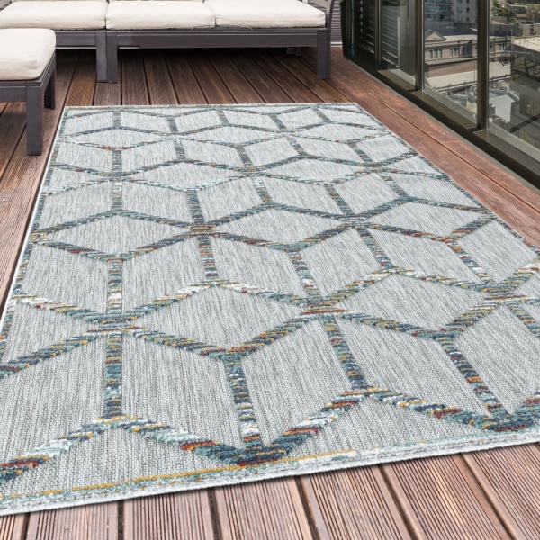 Vibrant Outdoor Multicolor Geometric Rug | Durable & Stylish Design