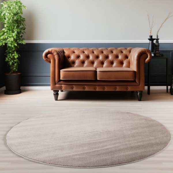 Neutral Area Rug - Soft Beige Microfiber Carpet - Perfect for Cosy Spaces