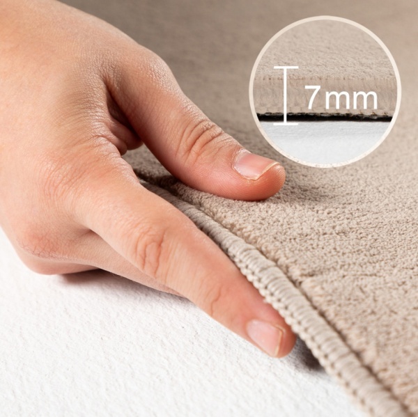 Neutral Area Rug - Soft Beige Microfiber Carpet - Perfect for Cosy Spaces