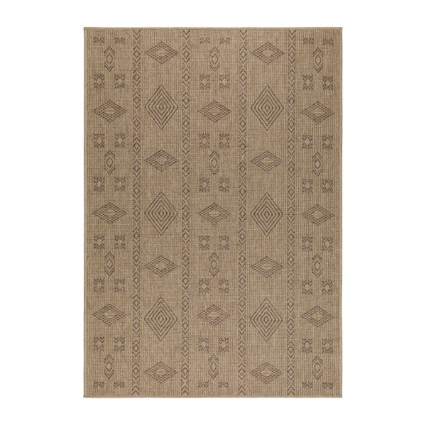 Stylish Weather-Resistant Outdoor Brown Rug with Black Accents in Flat Woven Design