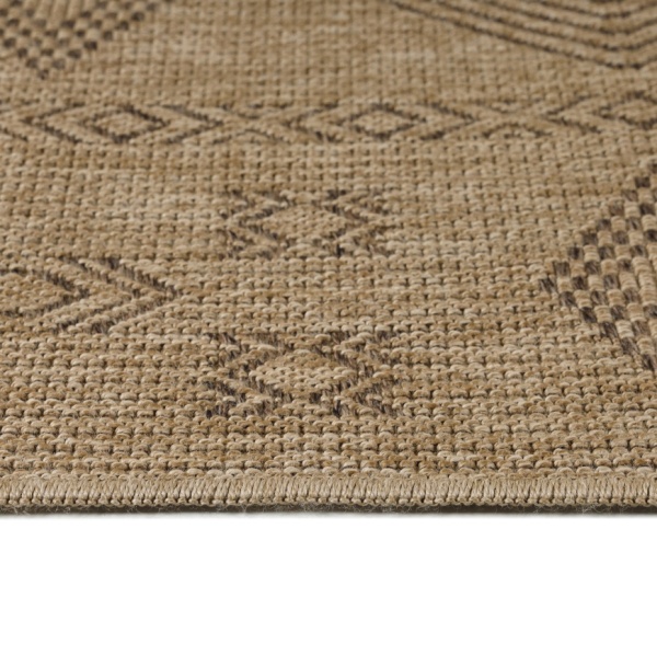 Stylish Weather-Resistant Outdoor Brown Rug with Black Accents in Flat Woven Design