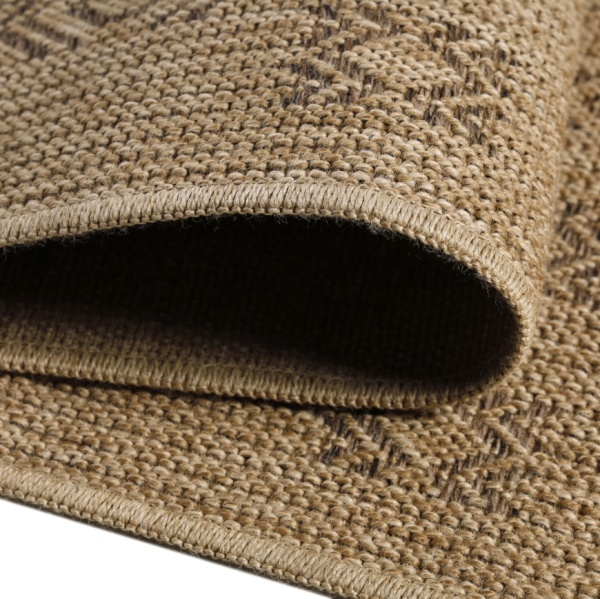 Stylish Weather-Resistant Outdoor Brown Rug with Black Accents in Flat Woven Design