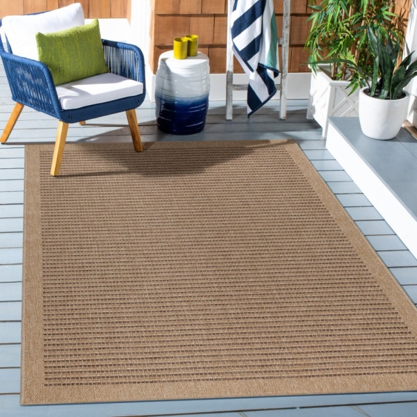 Outdoor Rugs in Brown and Black in Flat Woven Design