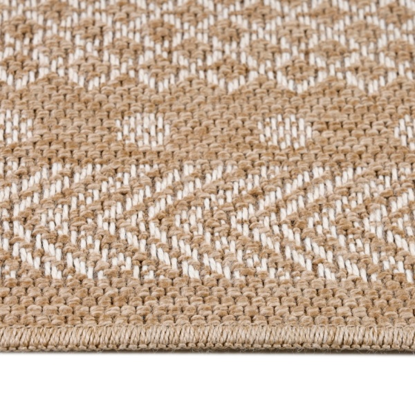 Outdoor Beige Flat Woven Rug with Medallion Design - Perfect for Indoor & Outdoor Use