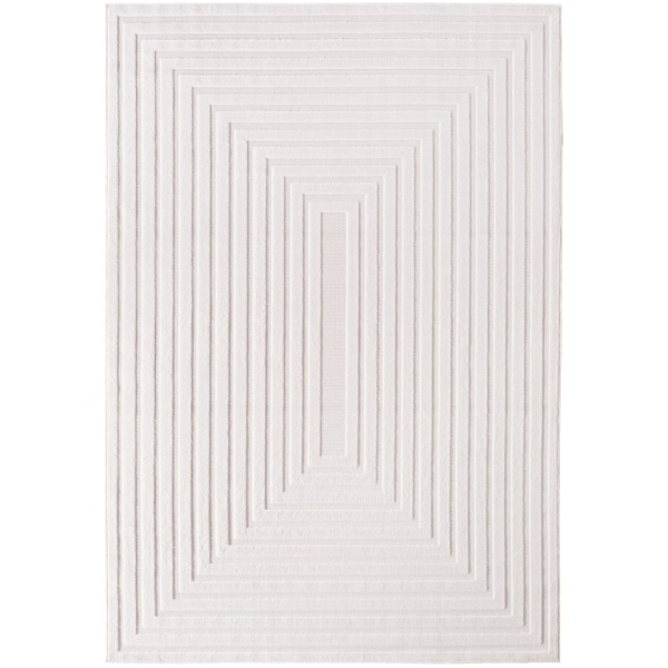 Timeless Cream Geometric Area Rug | Easy-Care High-Low Elegance