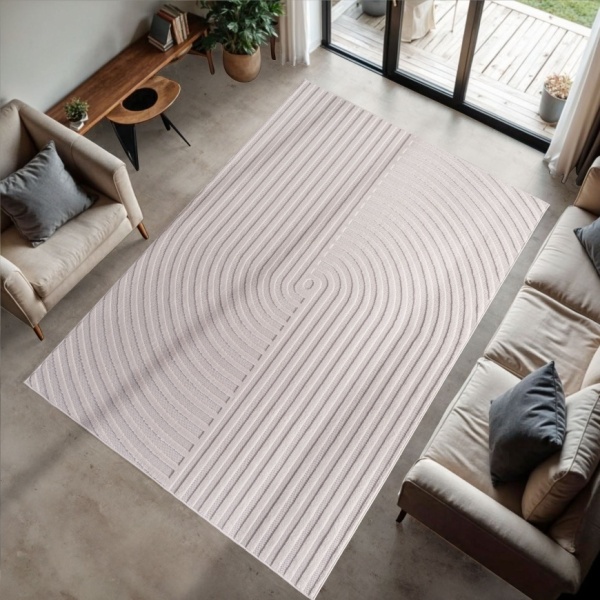 Elegant Outdoor Rug in Cream  3D Effect, Soft & Durable for Entryway, Patio, or Kitchen