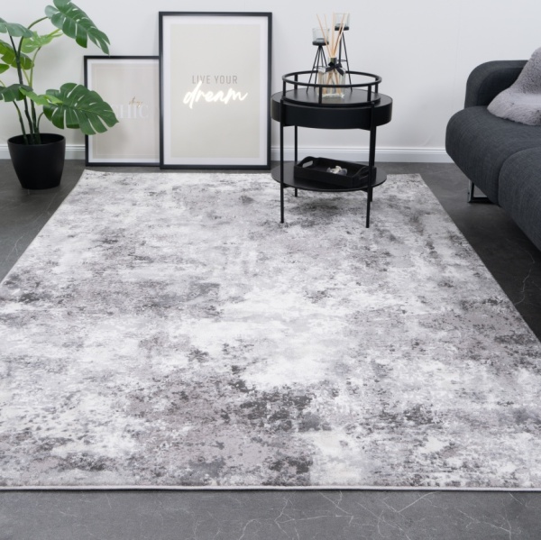 Elegant Grey Abstract Rug: Modern Elegance and Comfort for Your Home