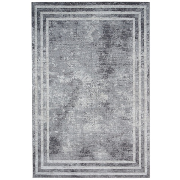 Stylish Grey Carpet with Decorative Border - Perfect for Any Room