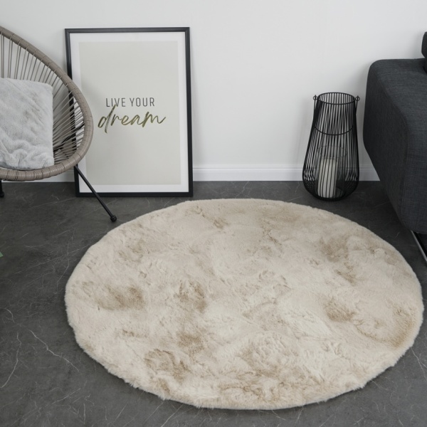 Super Soft Faux Rabbit Fur Beige Rug - Luxurious Home Decor