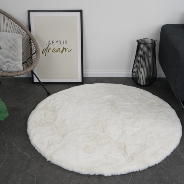 Hypoallergenic Faux Fur Ivory Area Rug | Warm Area Rugs For Any Room