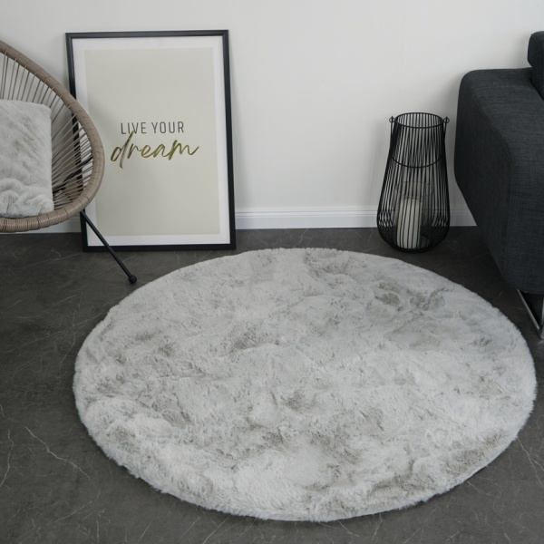 Luxurious Light Grey Faux Rabbit Carpet | Soft, Cozy, and Stylish