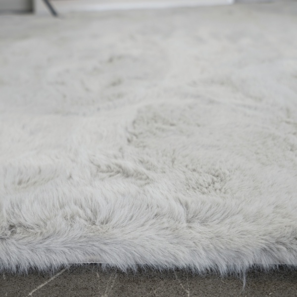 Luxurious Light Grey Faux Rabbit Carpet | Soft, Cozy, and Stylish