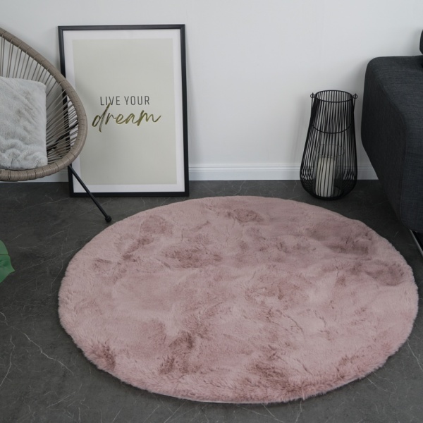 Luxurious Faux Rabbit Fur Pink Carpet  Soft & Stylish Home Decor Solution