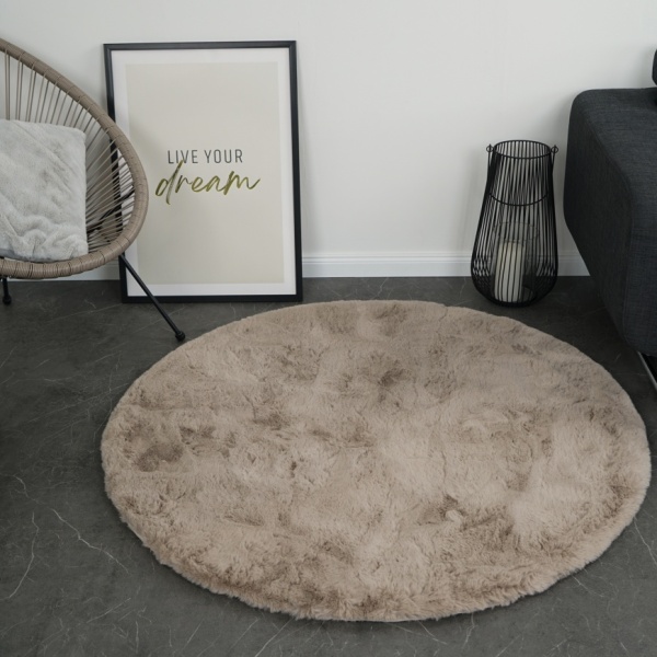 Plush Eco-friendly Faux Rabbit Taupe Rug l Decorative Faux Fur Mats