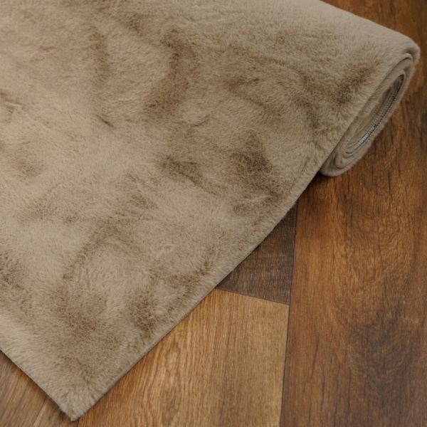 Eco-friendly Faux Fur Taupe Plush Rug - Soft and Comfortable