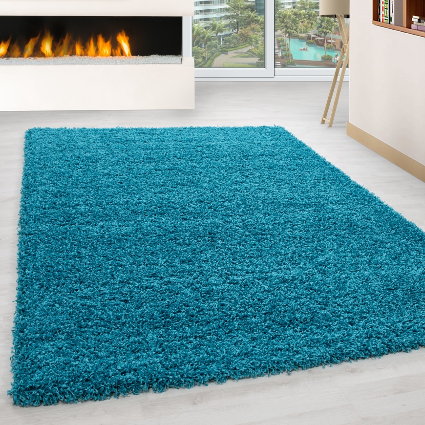 Life Shaggy Plain Turquoise Rug for Bedrooms and Living Rooms ...