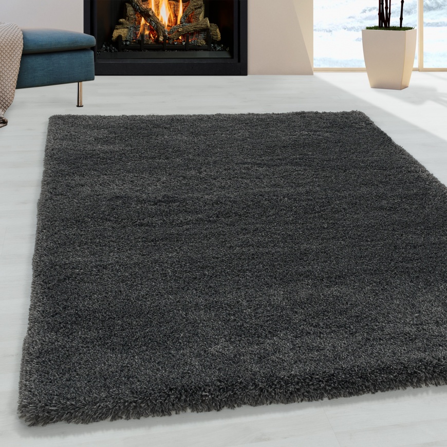 Fluffy Shaggy Plain Grey Rug - carpetsrugs.ie