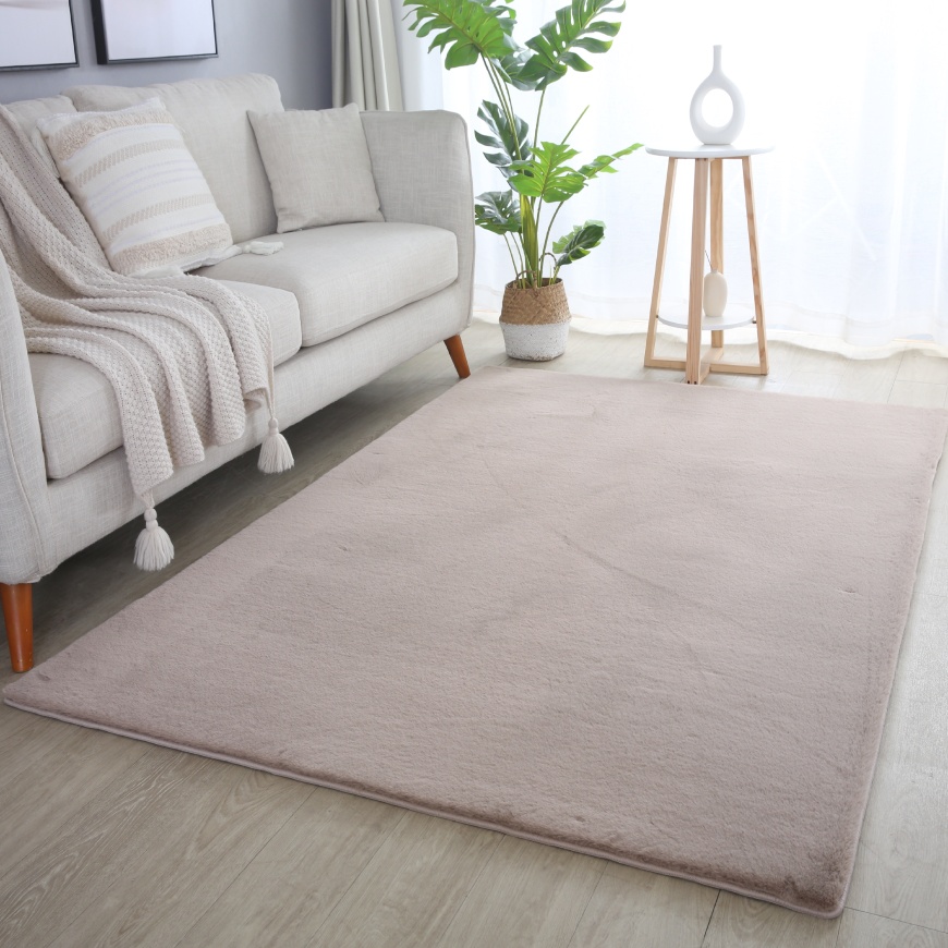 Beige Soft Area Rug - Plush, Cozy Large Area Rug