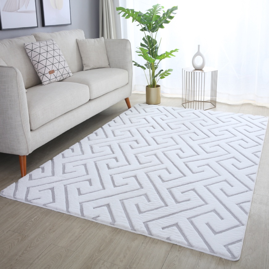 Elegant and Cosy Premium Silver Area Rug 3D Design