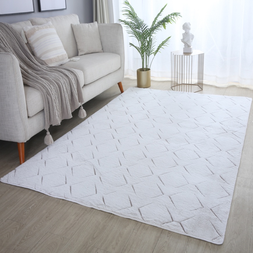 Plush Cream Beige Rug 160x230cm for Bedroom, Living Room