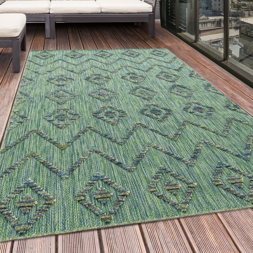 Elegant Scandinavian Green Rug for Indoor & Outdoor Spaces