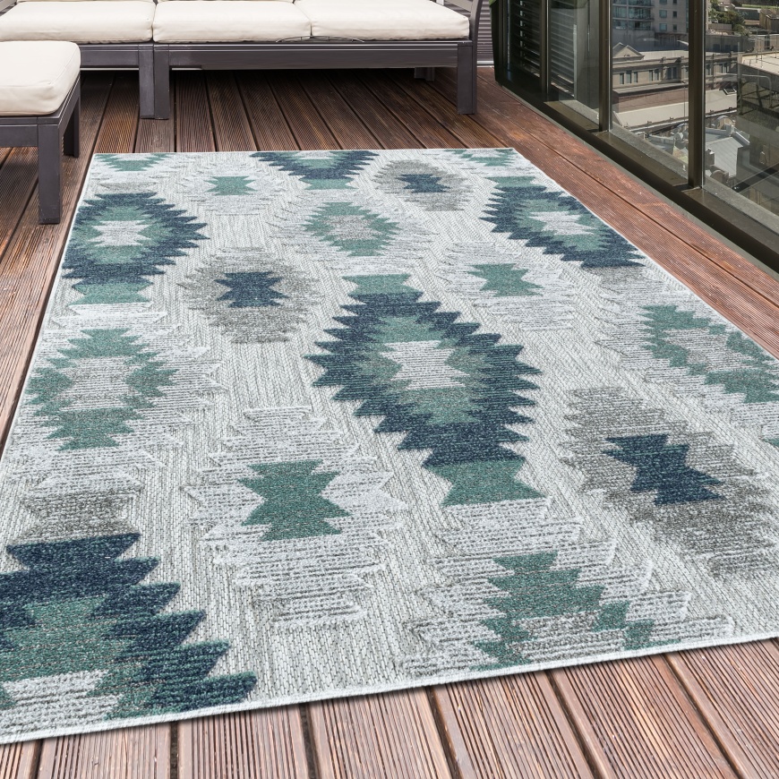 Outdoor Blue Rugs for Patios & Porches - Weather Resistant & Durable