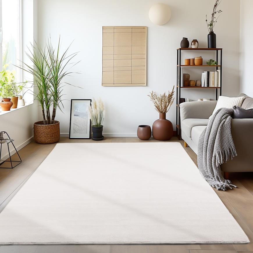 Luxurious Cream Microfiber Rug for Cozy Comfort