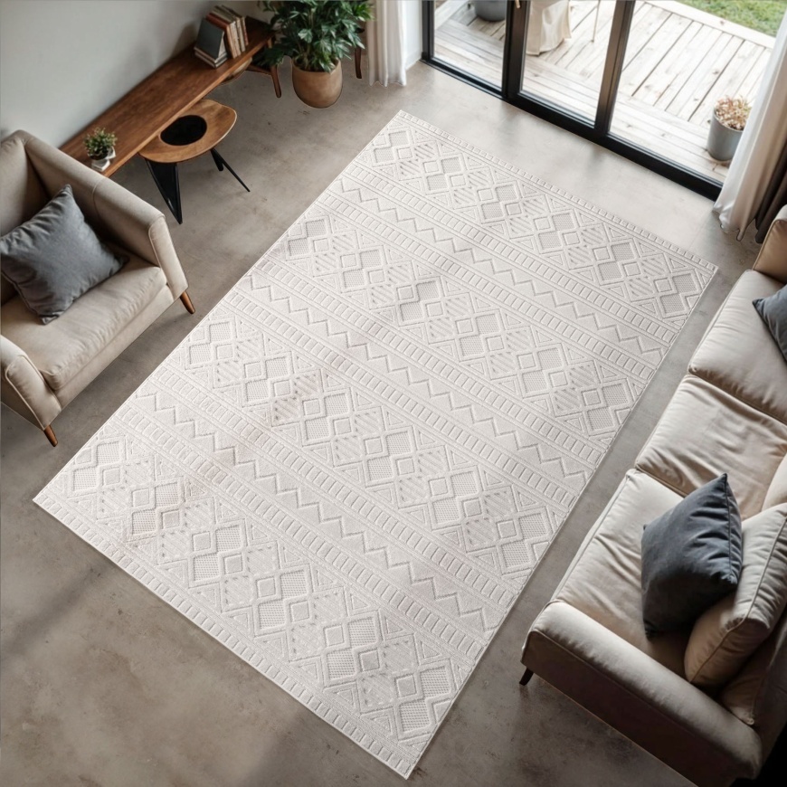 Modern Cream Chic Area Rug | Stylish High-Low Design