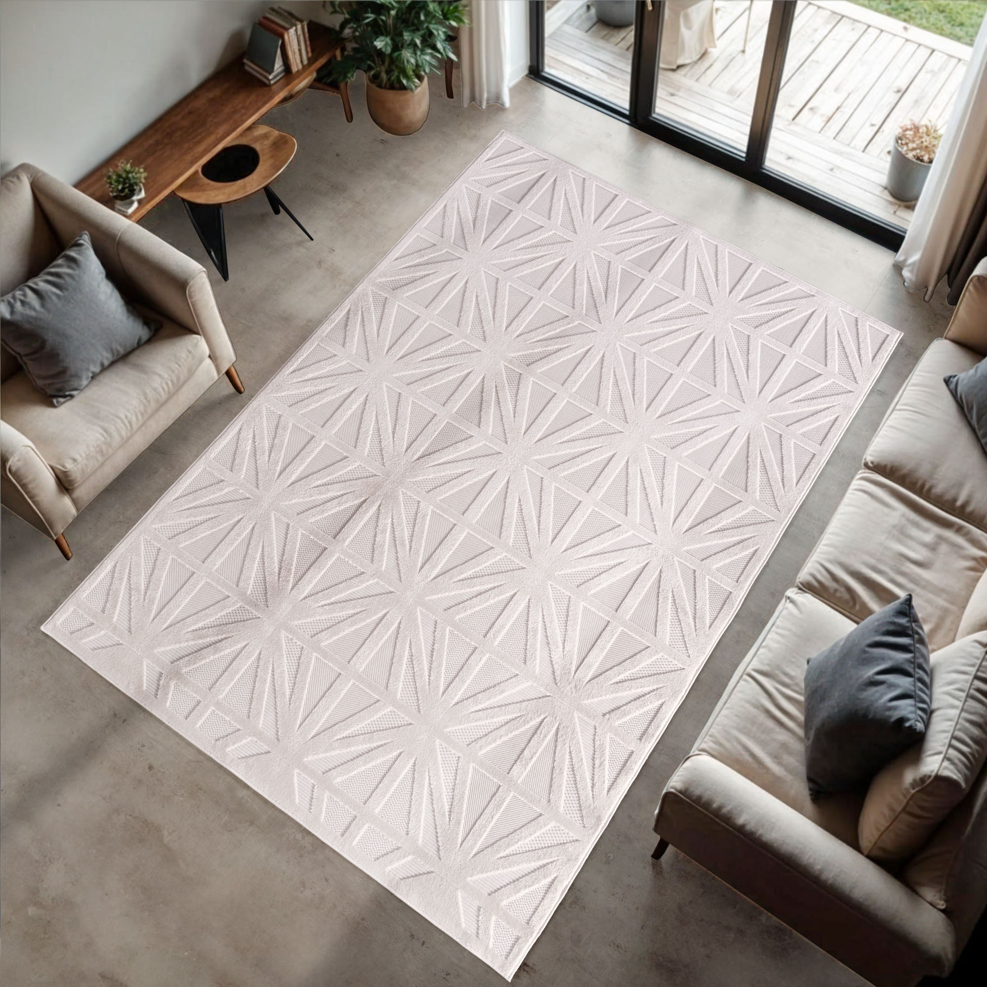 Abstract Design Cream Carpet - Perfect for Any Space