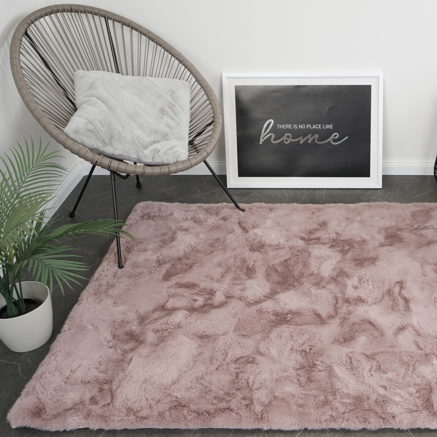 Luxurious Faux Rabbit Fur Pink Carpet  Soft & Stylish Home Decor Solution