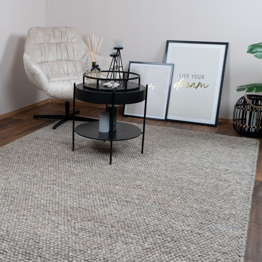 Handmade Taupe Wool Rug - Organic Hand-Woven Comfort